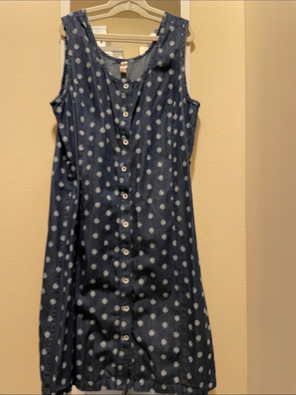 Hannah Andersson Navy Blue Polka Dot Button-Front Women Dress